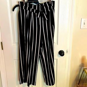 Black & white paper bag pants